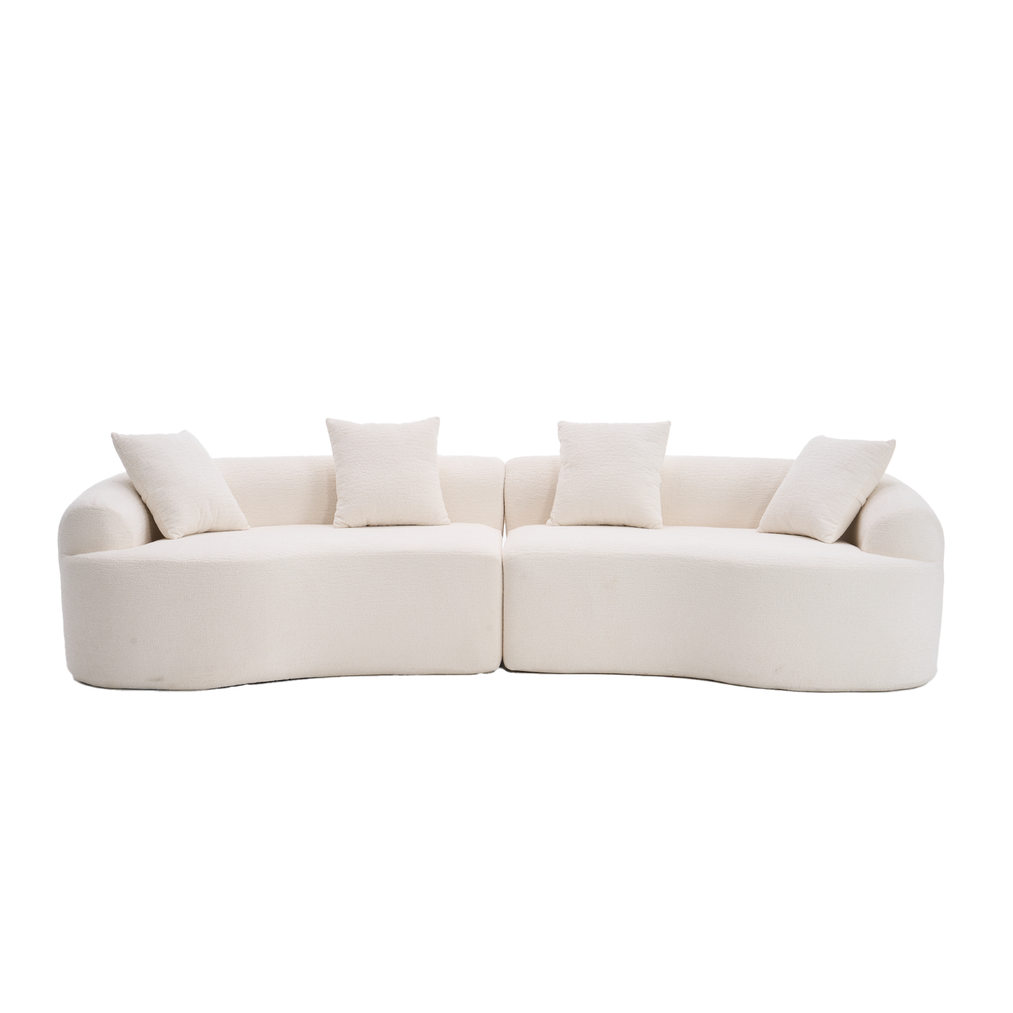 110'' 4 Seater Curved Sofa with Chenille fabric, White
