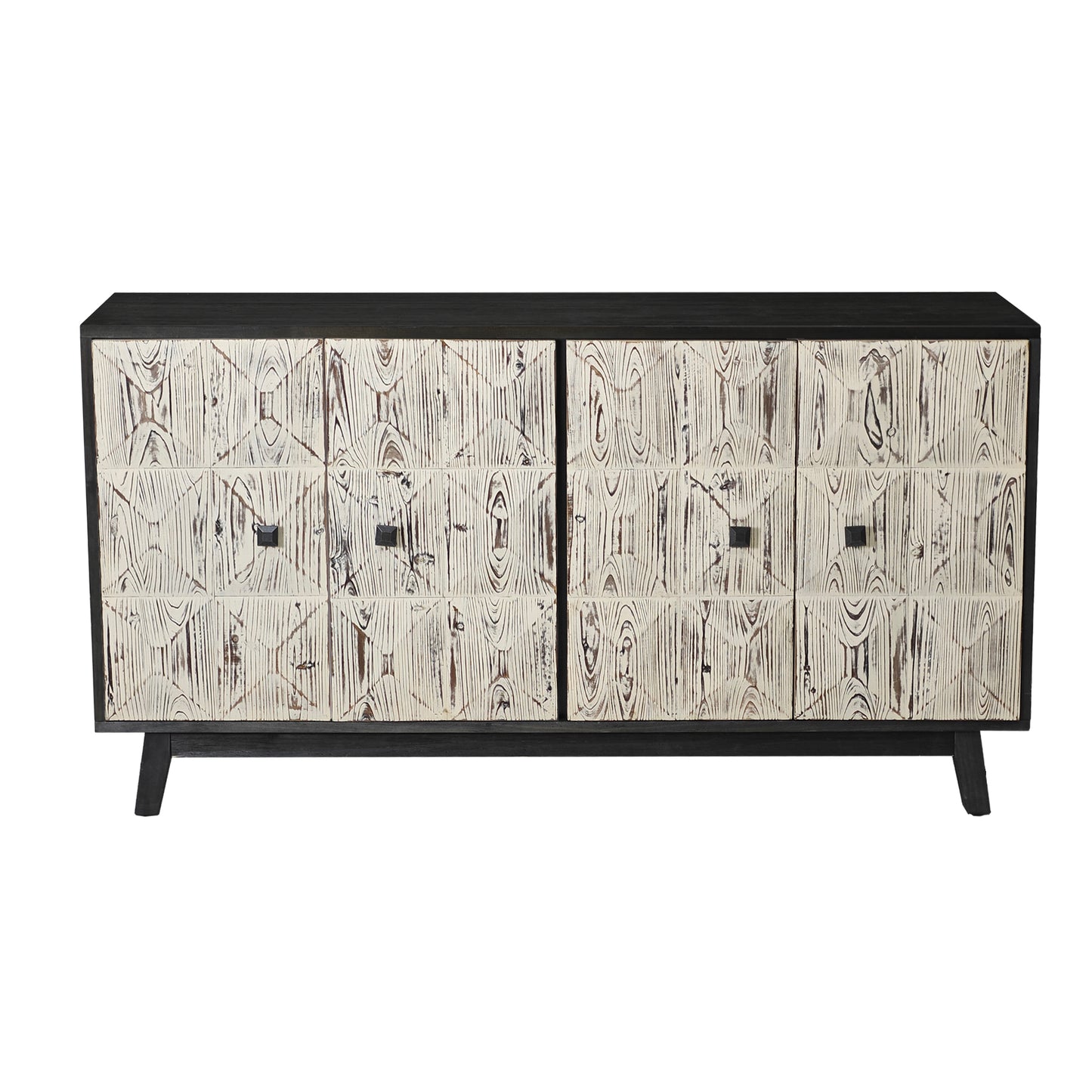 59.84" 4 Doors Vintage Sideboard, white and black