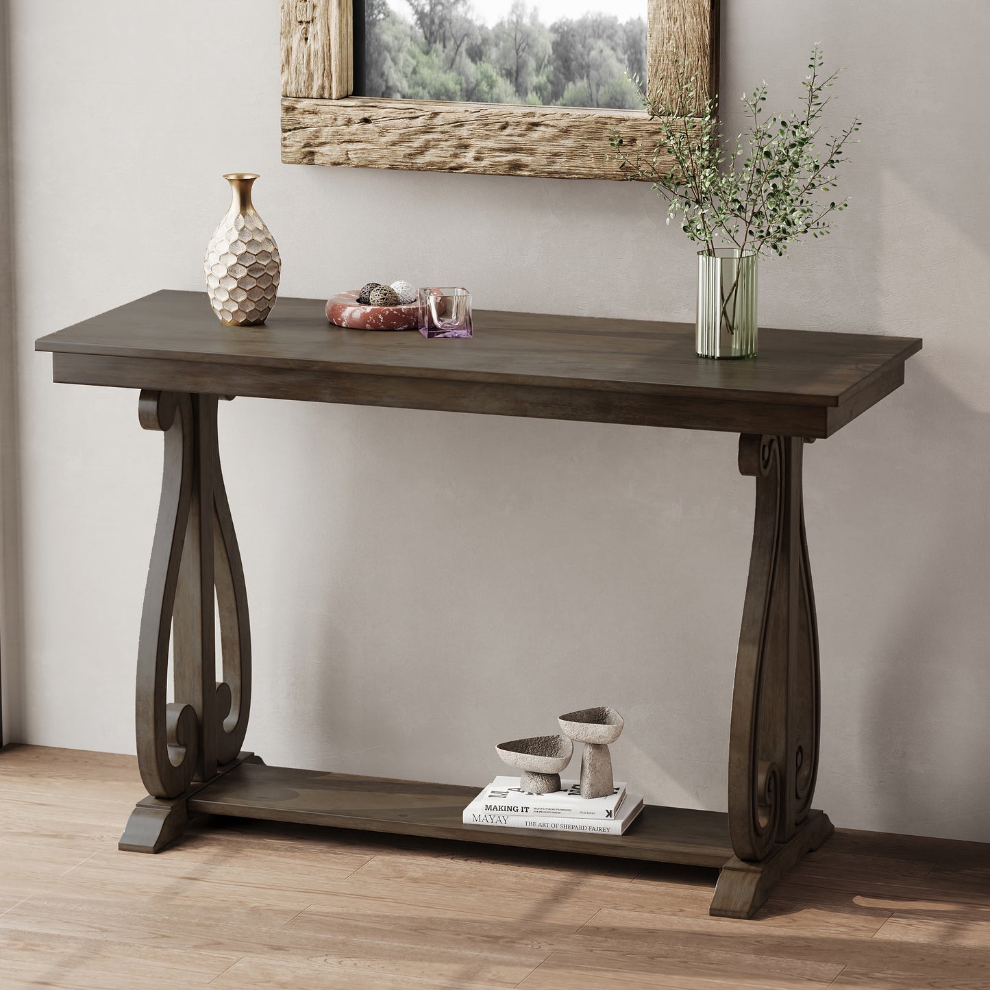 48-Inch Rustic Vintage Console Entryway Table,Walnut