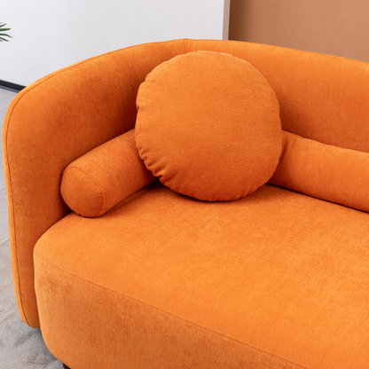 3 Seater Luxury Modern Sofa Couch, Boucle Upholstered Cloud Couch, Orange