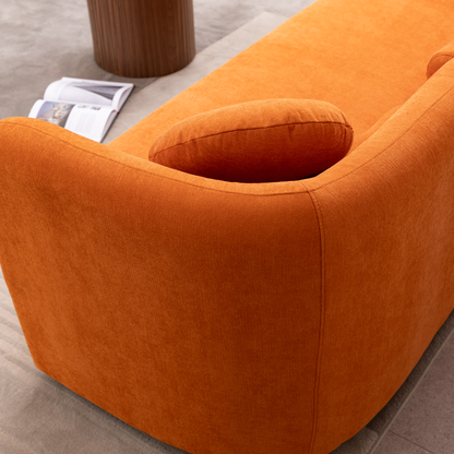 3 Seater Luxury Modern Sofa Couch, Boucle Upholstered Cloud Couch, Orange