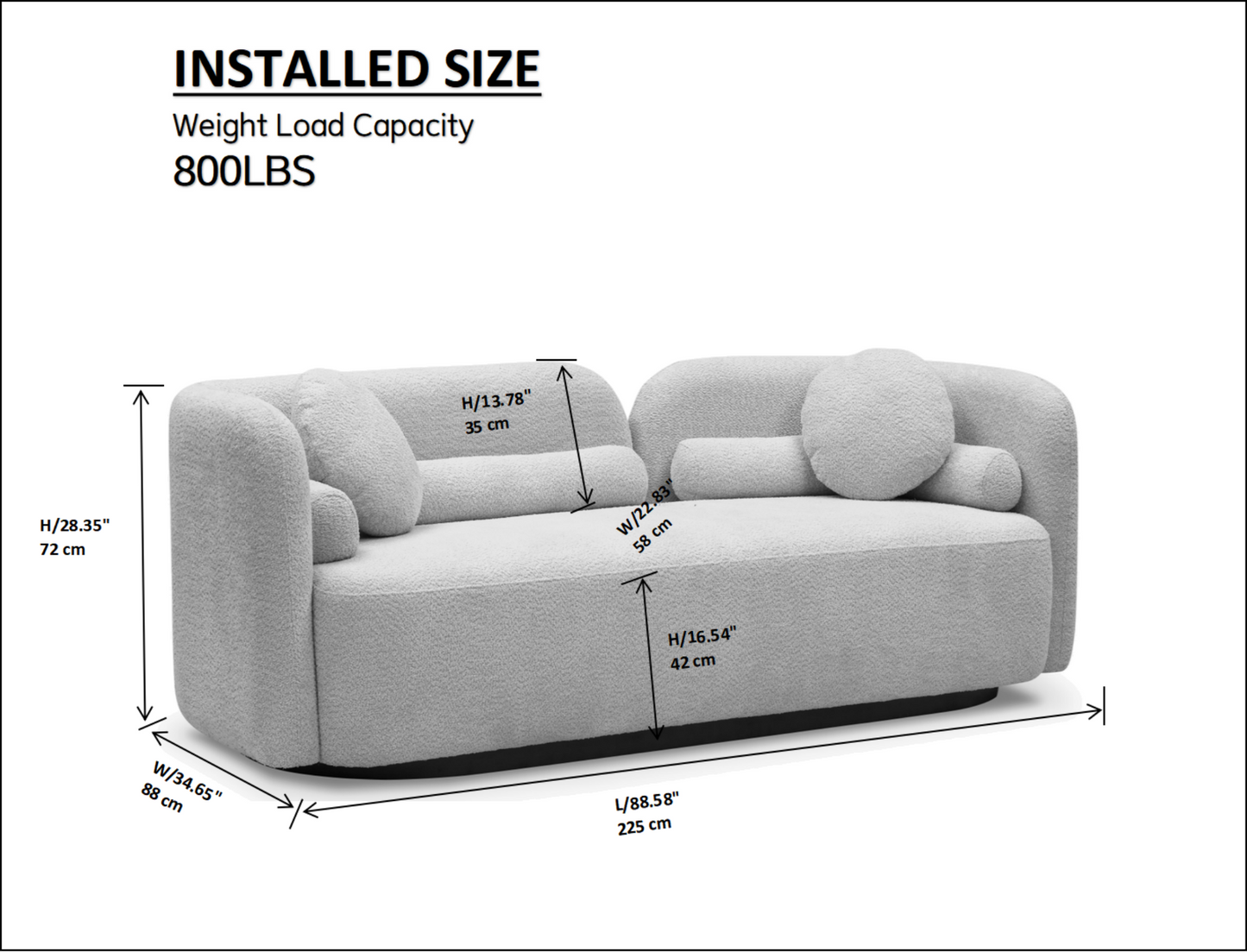 3 Seater Luxury Modern Sofa , Japanese style Couch , White