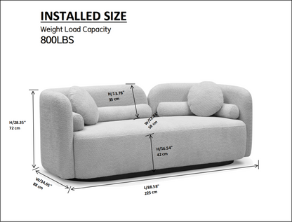 3 Seater Luxury Modern Sofa , Japanese style Couch , White