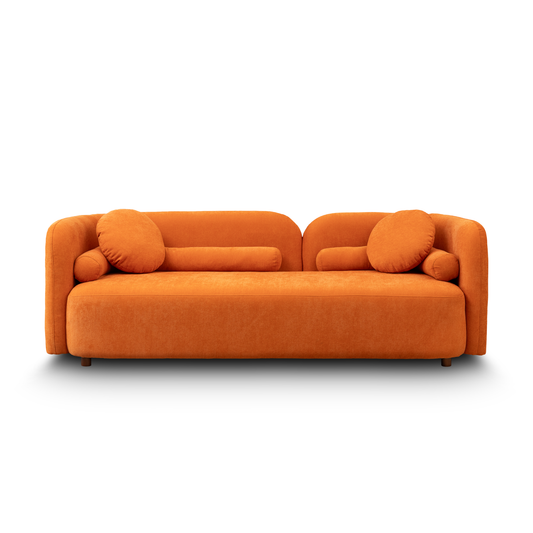 3 Seater Luxury Modern Sofa Couch, Boucle Upholstered Cloud Couch, Orange