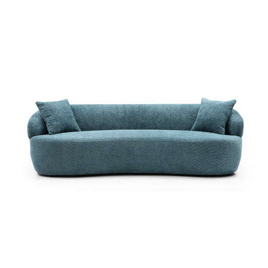 86.61" Mid Century Modern Curved Sofa,Blue