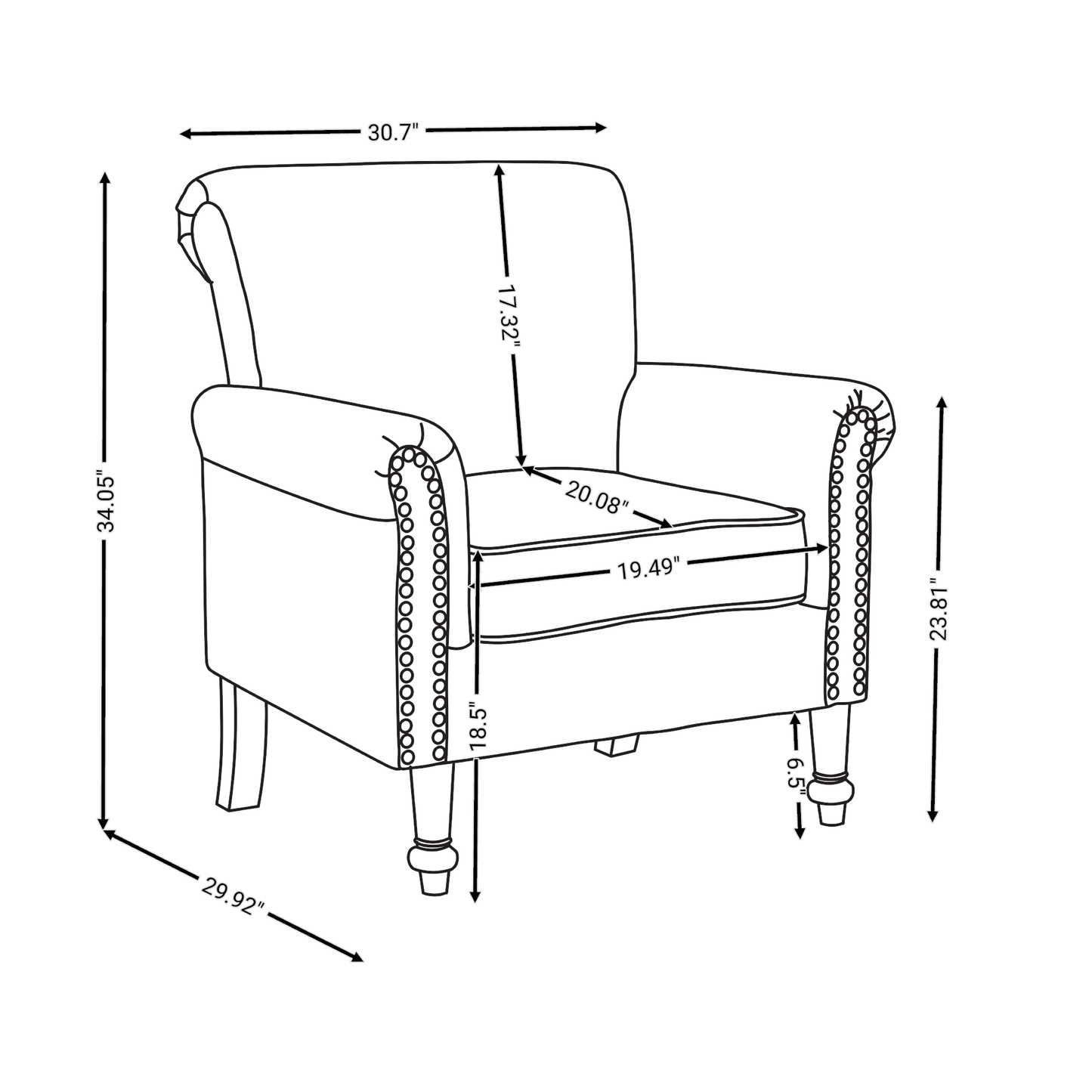 Mid-Century Modern Accent Chair, Linen ,Beige