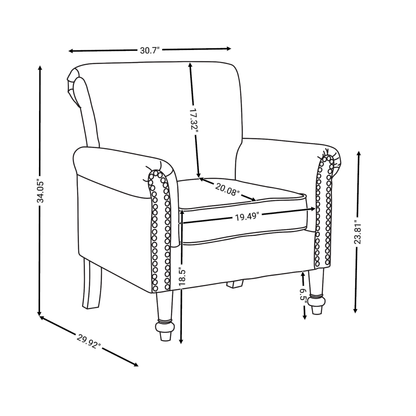 Mid-Century Modern Accent Chair, Linen ,Beige