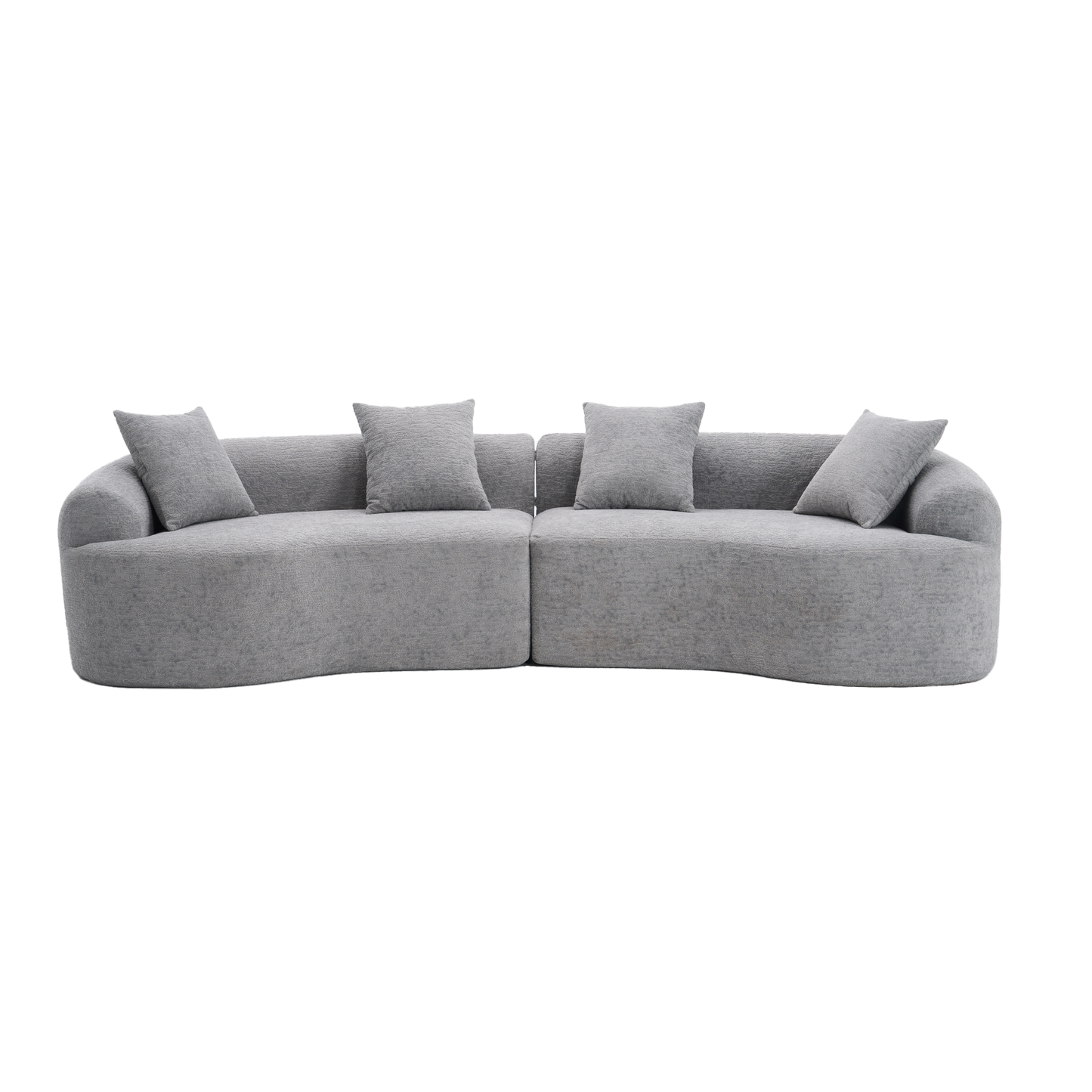 110'' 4 Seater Curved  Sofa with Chenille fabric，Grey