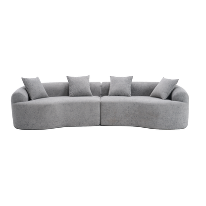 110'' 4 Seater Curved  Sofa with Chenille fabric， White