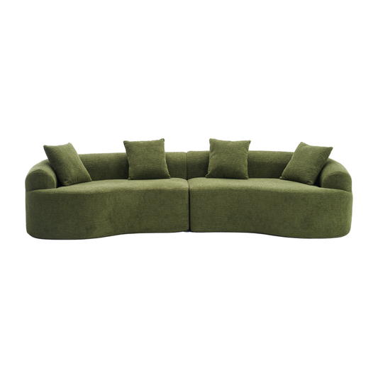 110'' 4 Seater Curved  Sofa with Chenille fabric，Green