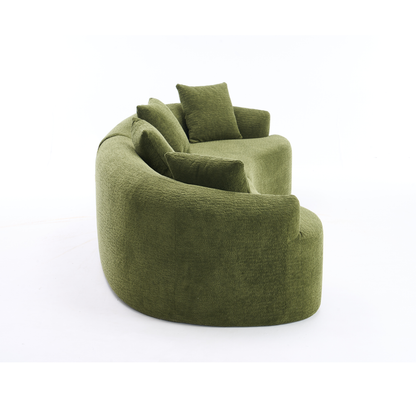 110'' 4 Seater Curved  Sofa with Chenille fabric，Green