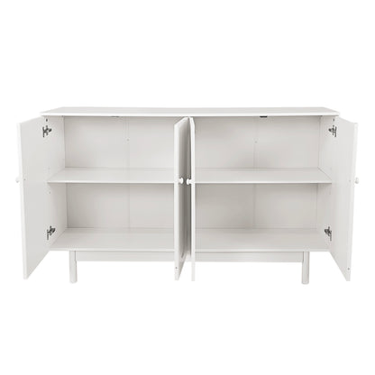 Stylish and Functional 4-Door Intaglio Storage Cabinet,White