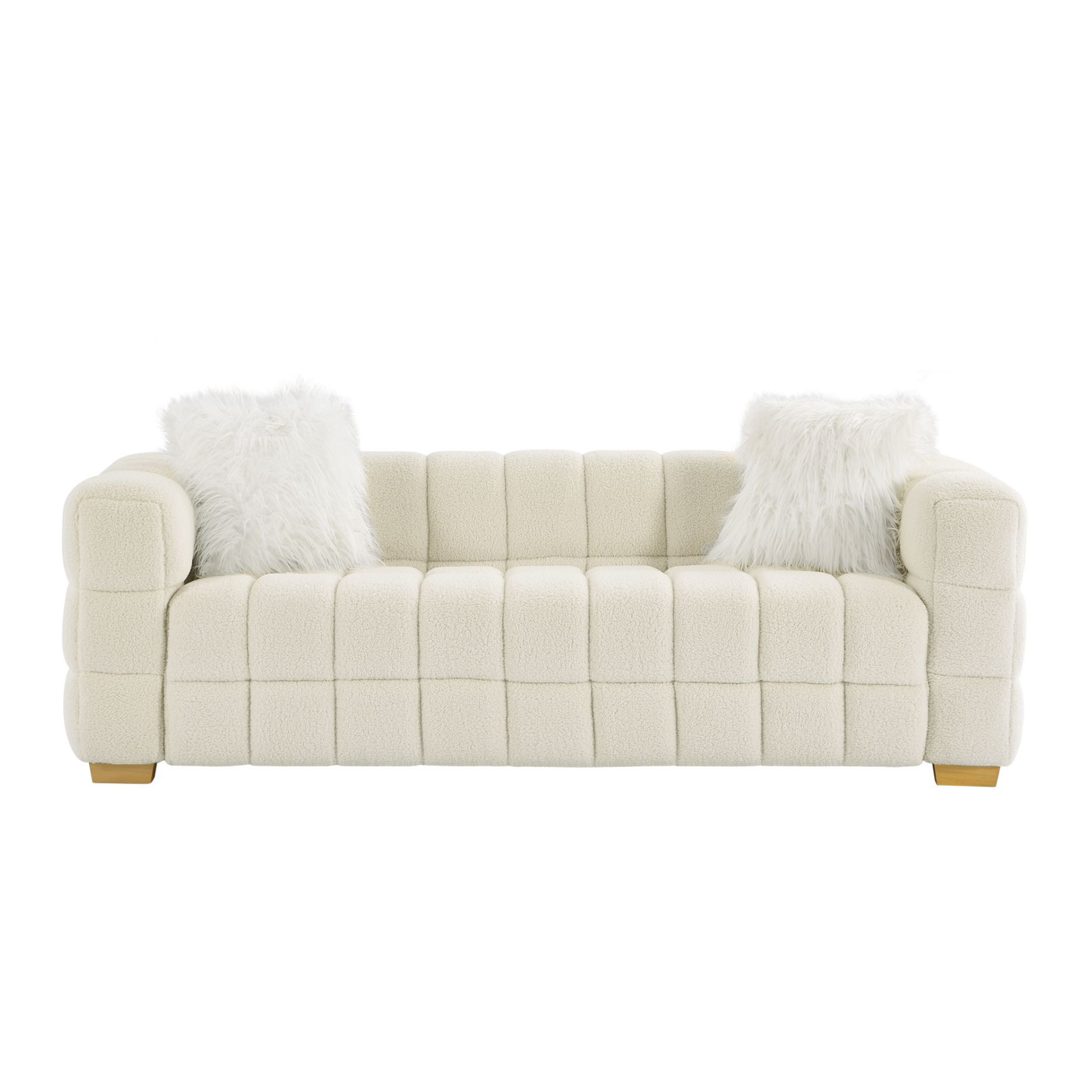 Teddy Fleece Boucle Upholstered Loveseat Sofa Couch,Beige