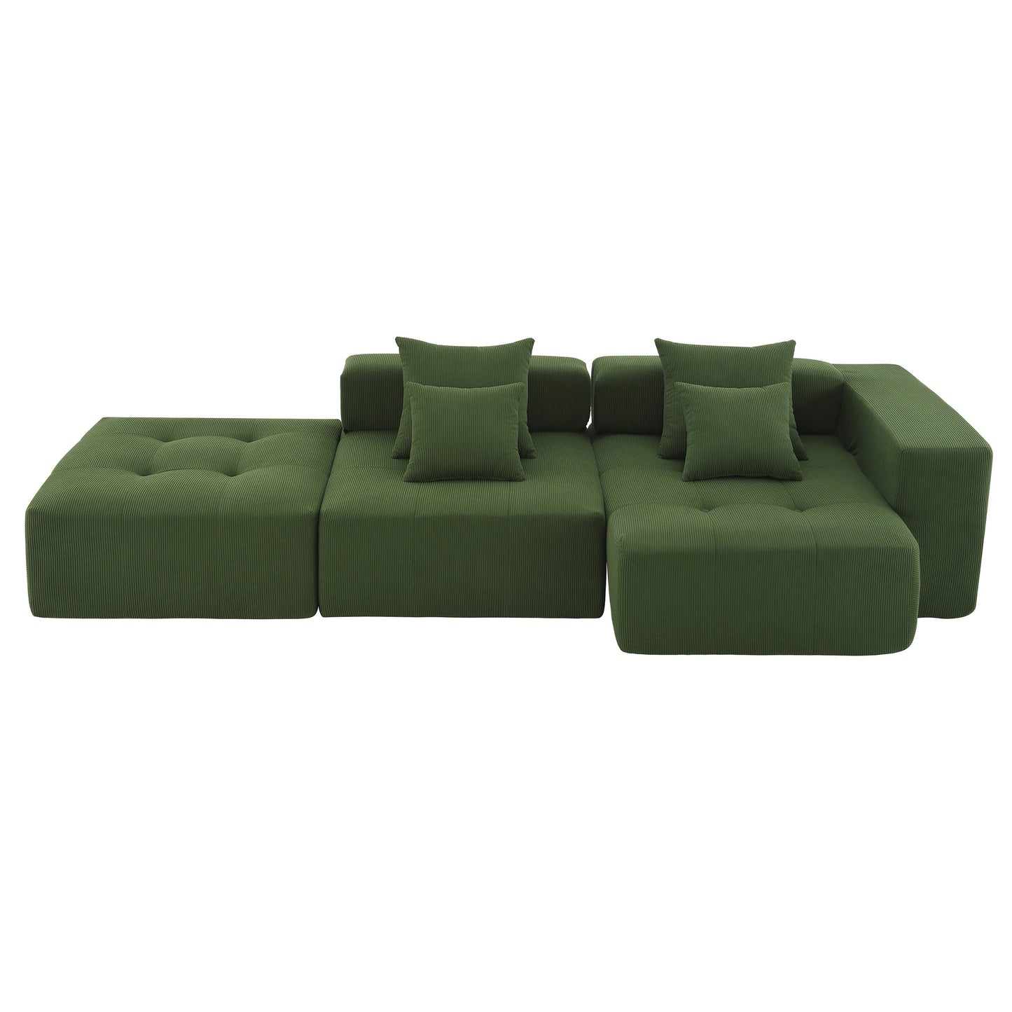 105.5''L Shaped Modular Sectional Sofa,Corduroy Couch Set，Green