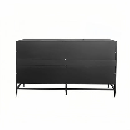 4 Door Wooden Accent Black Lacquered  Cabinet