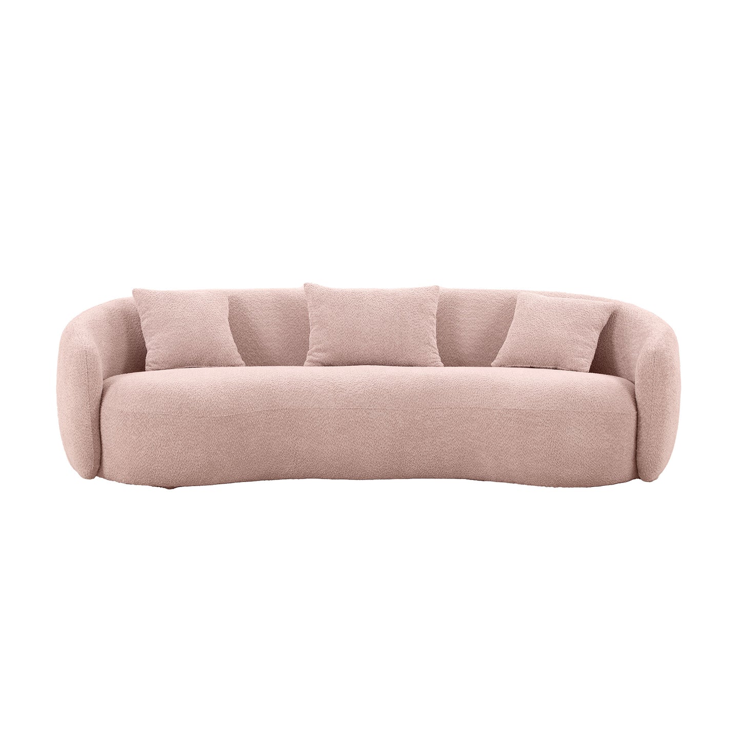 93.6'' Mid Century Modern Curved Living Room Sofa, Baby Pink