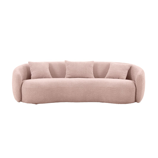 93.6'' Mid Century Modern Curved Living Room Sofa, Baby Pink