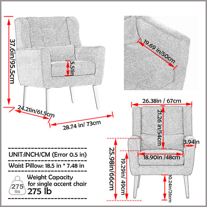 Modern Accent Chair Upholstered Foam Filled Living Room Chairs,Teal