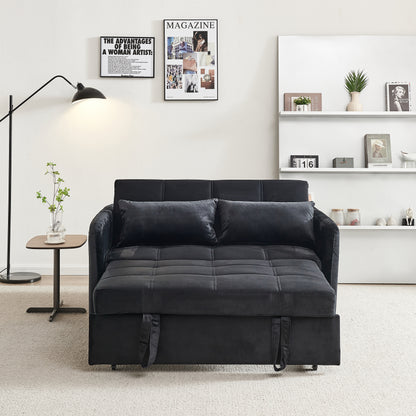 55.5" Twins Pull Out Sofa Bed Velvet , Dark