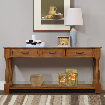 63" Long Wood Console Table, Brown