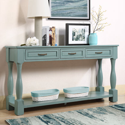 63" Long Wood Console Table, Retro Blue