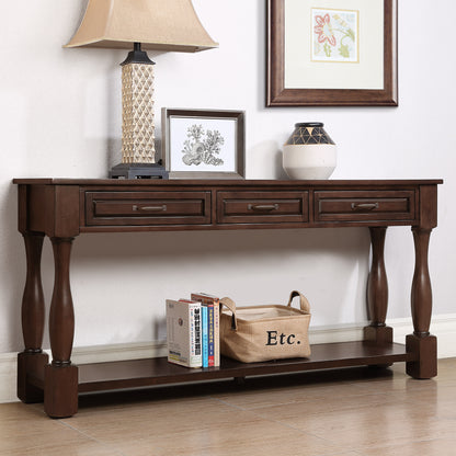 63" Long Wood Console Table, Light Espresso