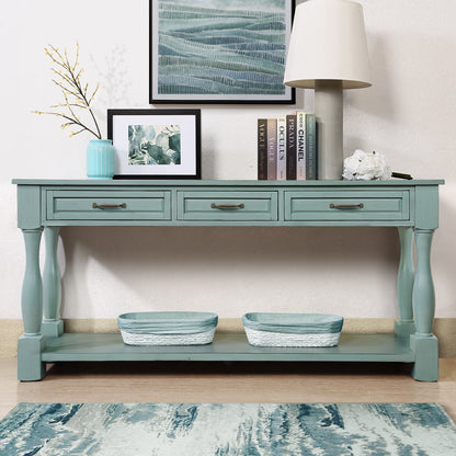 63" Long Wood Console Table, Retro Blue