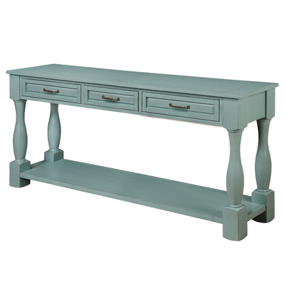 63" Long Wood Console Table, Retro Blue