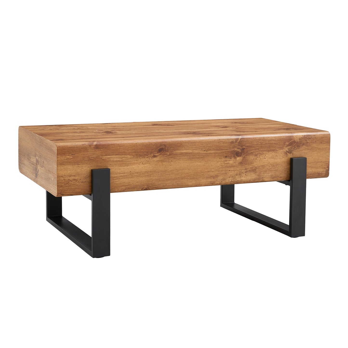 Natural Wood Coffee Table with Metal Legs,