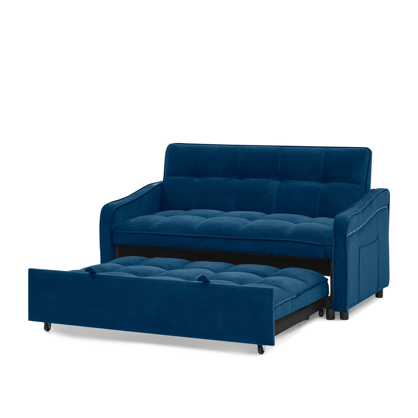 47inch, Loveseats Sofa Bed with Pull-out Bed,Blue