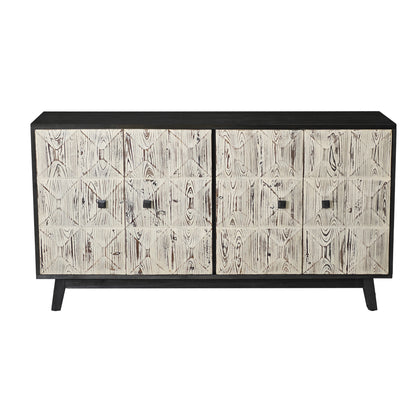 59.84" 4 Doors Vintage Sideboard， white and black