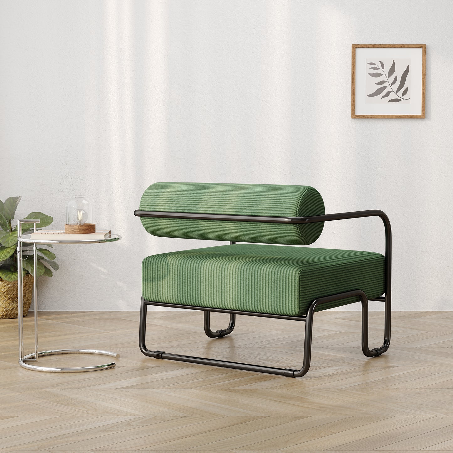 Living room iron sofa chair, balcony leisure chair, Green