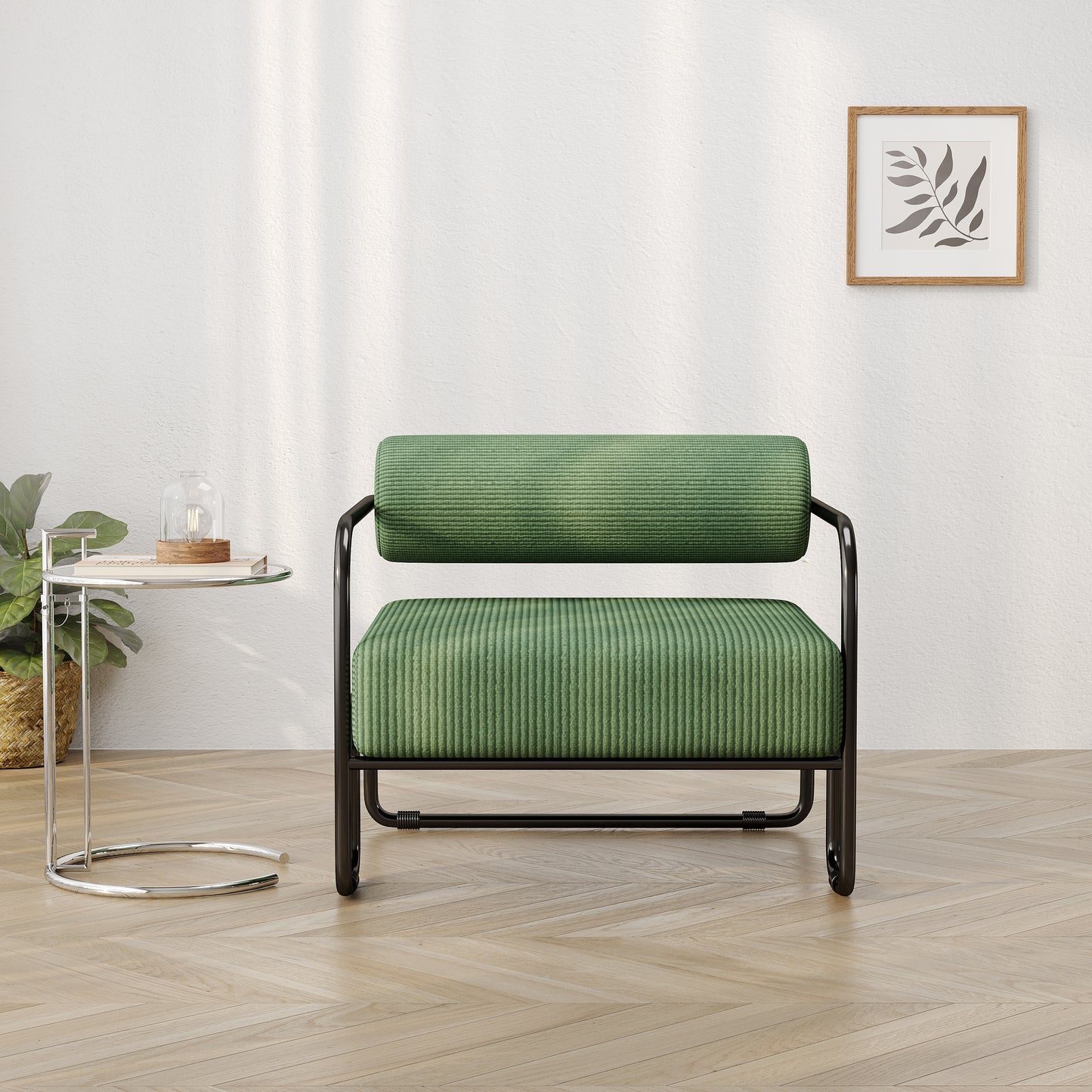 Living room iron sofa chair, balcony leisure chair, Green