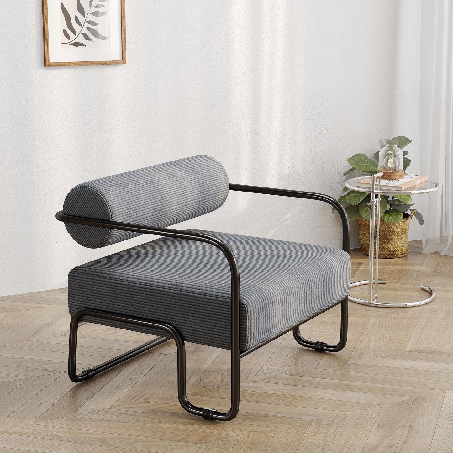 Living room iron sofa chair, balcony leisure chair, Grey