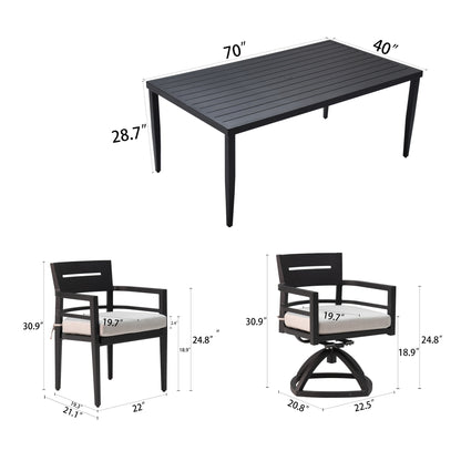 7-Piece Outdoor Patio Aluminum Furniture,2 Swivel Rockers