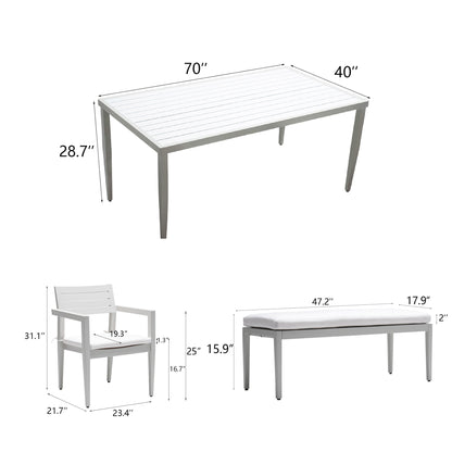 6PC Out Door / Patio Aluminum Furniture,White+Grayish