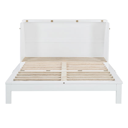 Queen Size Murphy Bed with Large Drawers, White