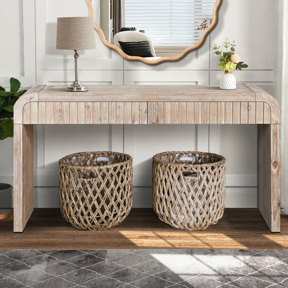 59'' Vintage Crafted Entryway Table, Natural Wood Washed