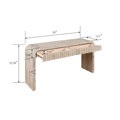 59'' Vintage Crafted Entryway Table, Natural Wood Washed