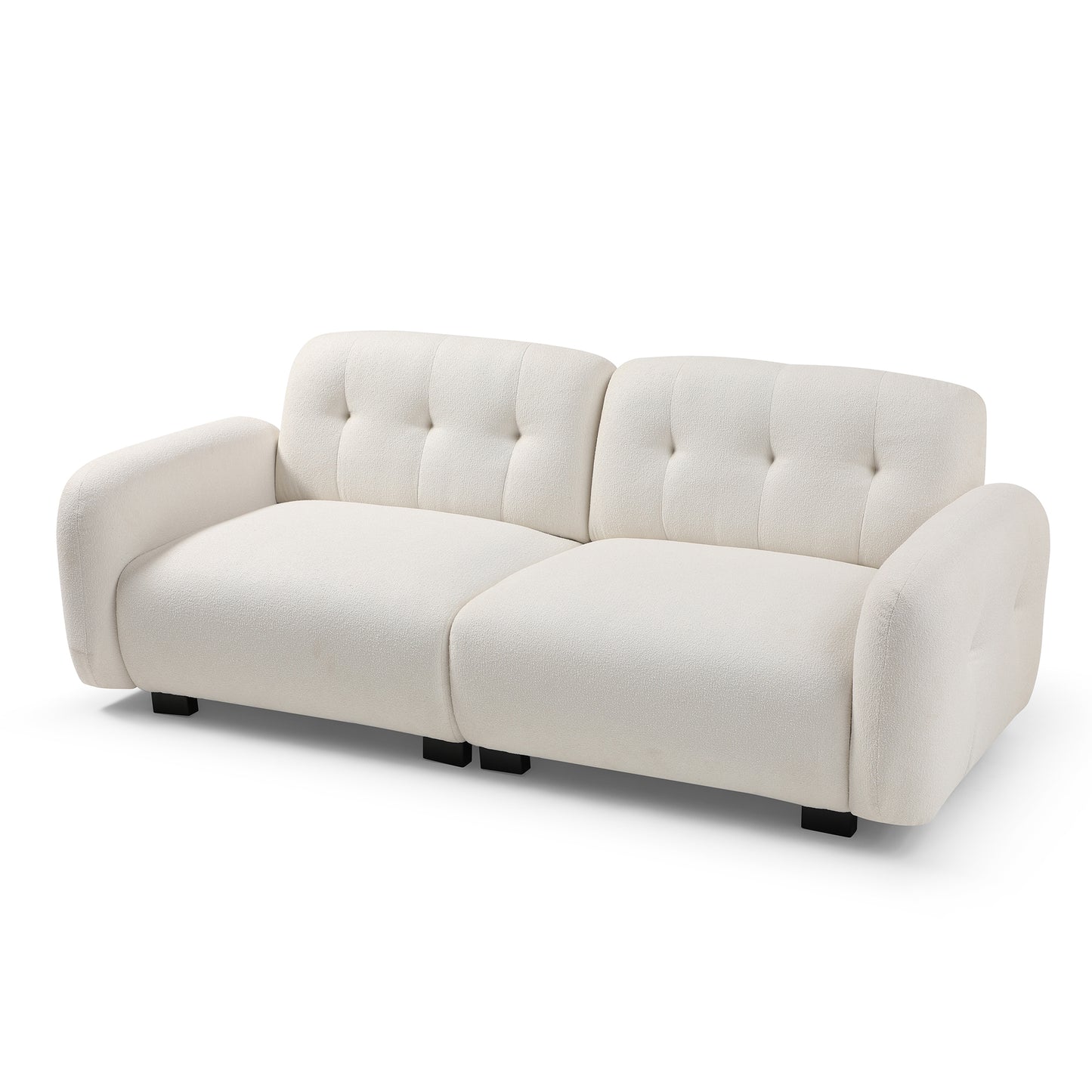 81.48" Modern Sofa Couch,3-Seater Teddy Sofa, White