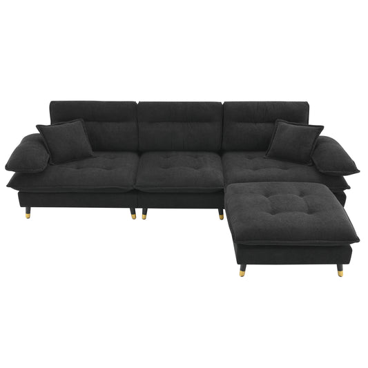 106" L shaped Convertible Sectional Sofa, Black