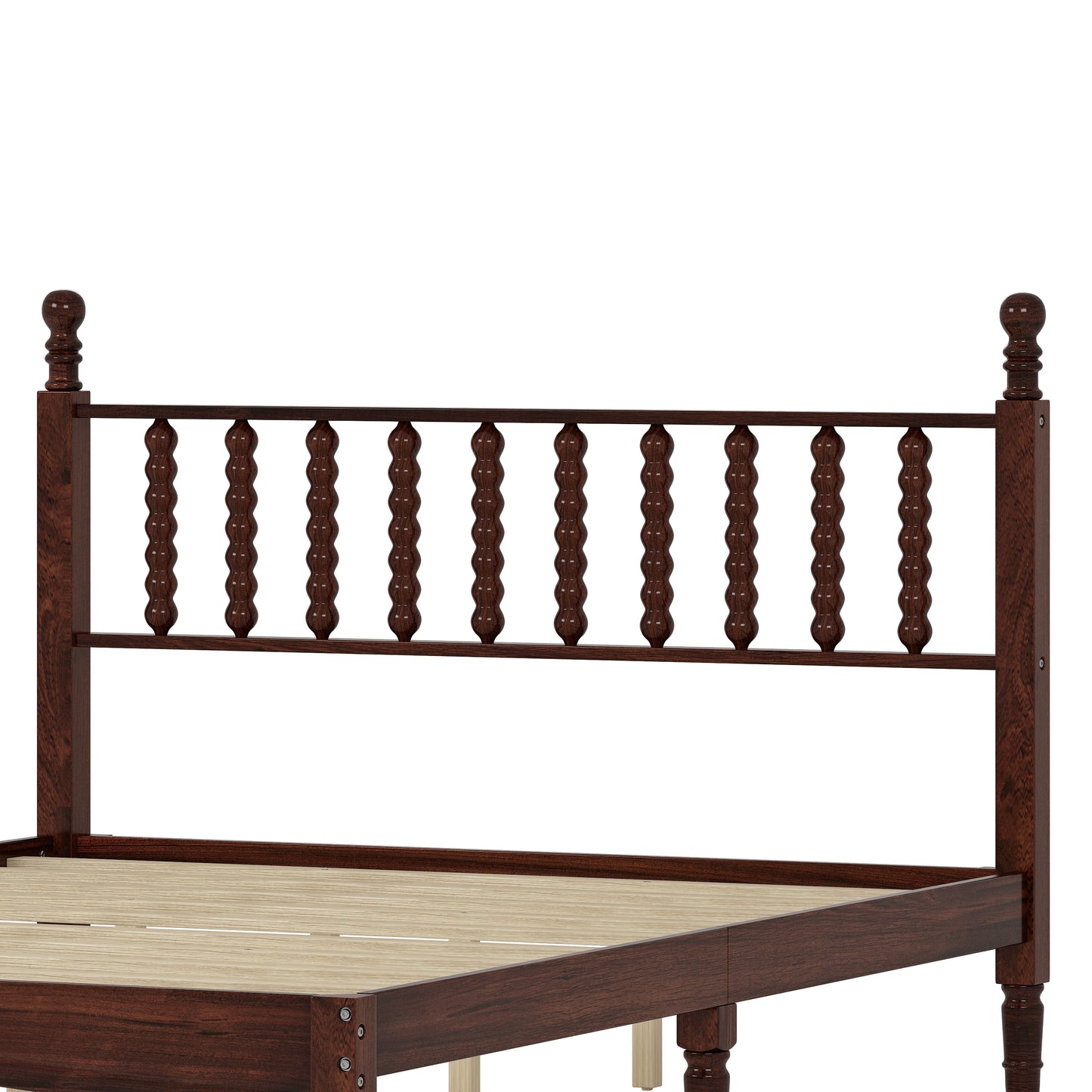 4-Pieces Retro Style Bedroom Sets, Queen Size  Bed , Walnut