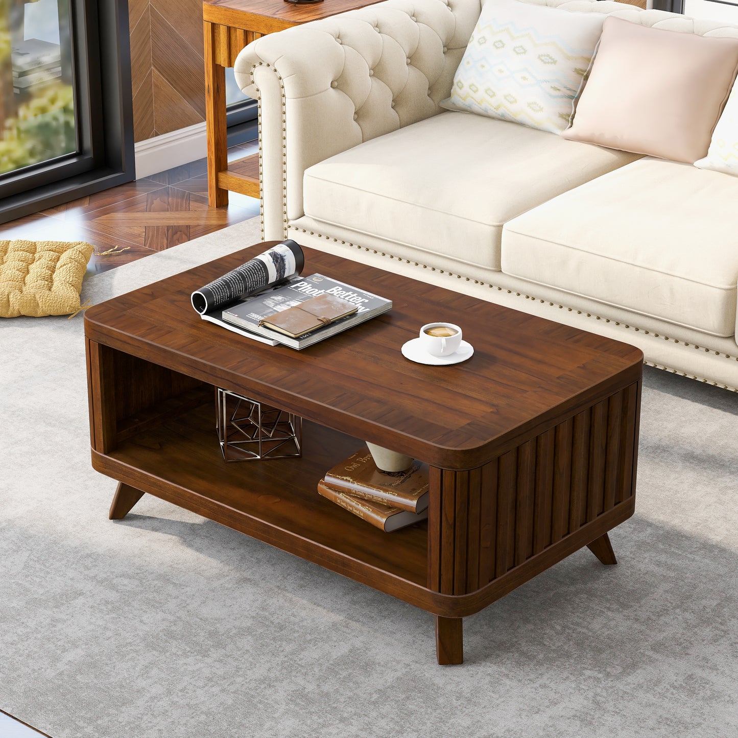 41.5"  Rectangular Wood Coffee Table ,Espresso