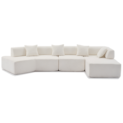 140" L-Shape  Modern Minimalist.sectional Couch , 4 Seats,White