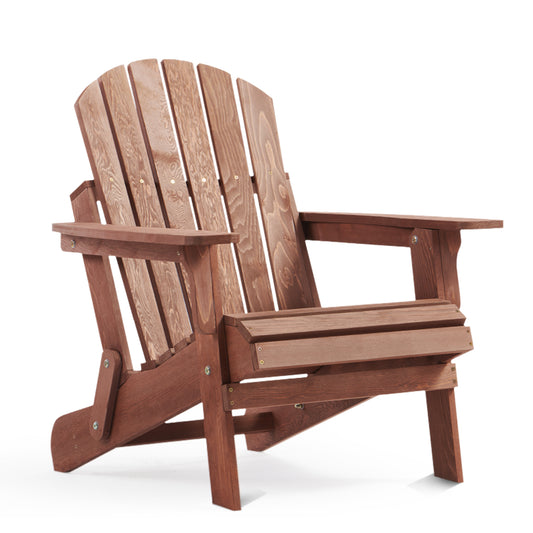 Oversize Wooden Outdoor Folding Adirondack Chair, Coffee Color