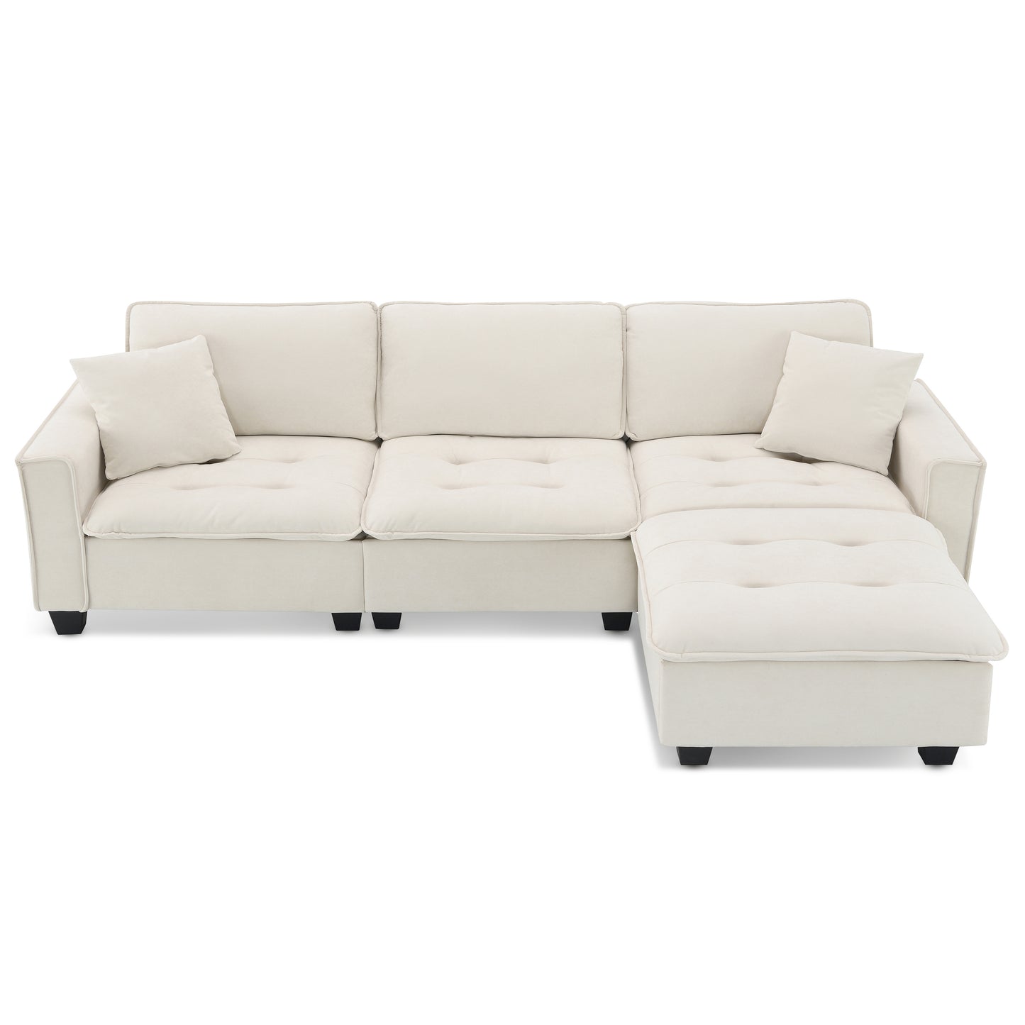 100*59" Modern Convertible Sectional Sofa,L-shaped ,Beige