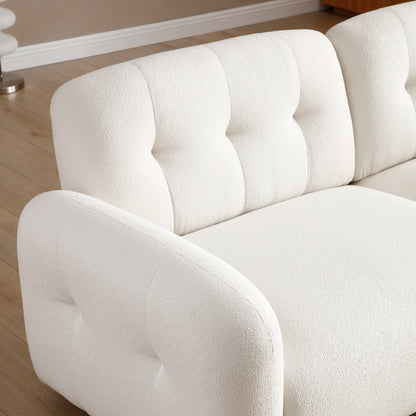 81.48" Modern Sofa Couch,3-Seater Teddy Sofa, White