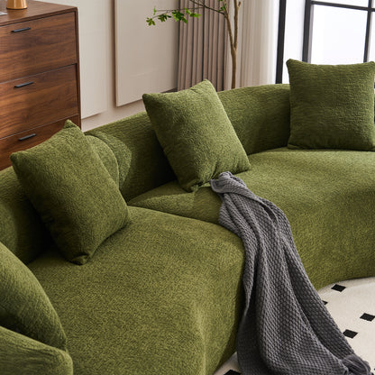 110'' 4 Seater Curved  Sofa with Chenille fabric，Green