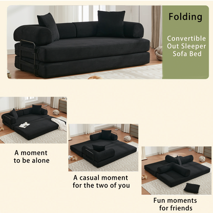 78.5" Folding Convertible Out Sleeper Sofa Bed,DIY Combination Convertible Sofa