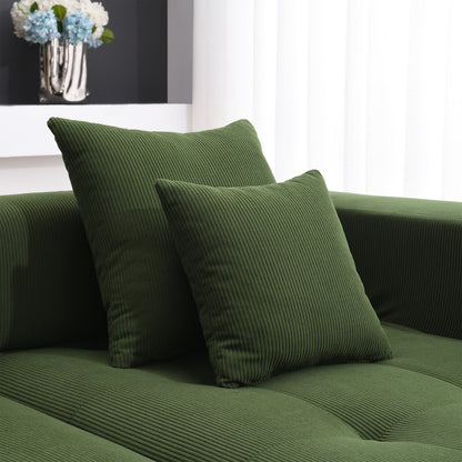 105.5''L Shaped Modular Sectional Sofa,Corduroy Couch Set，Green